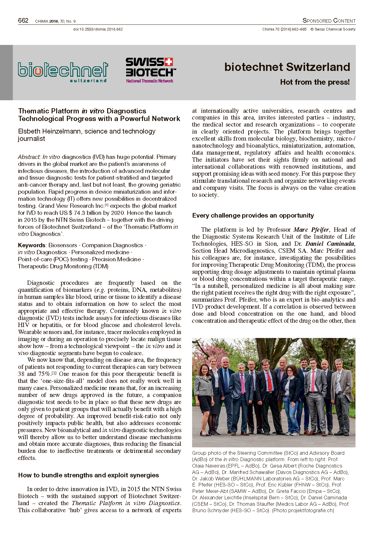 In vitro diagnostics platform team